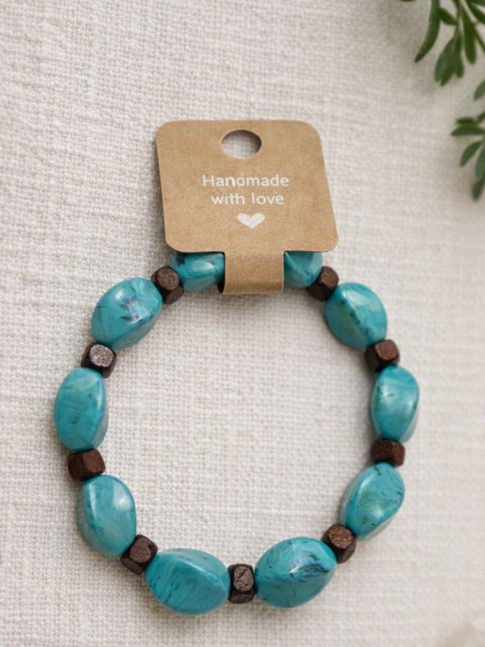 Turquoise & Brown Beaded Bracelet – Handmade with Love
